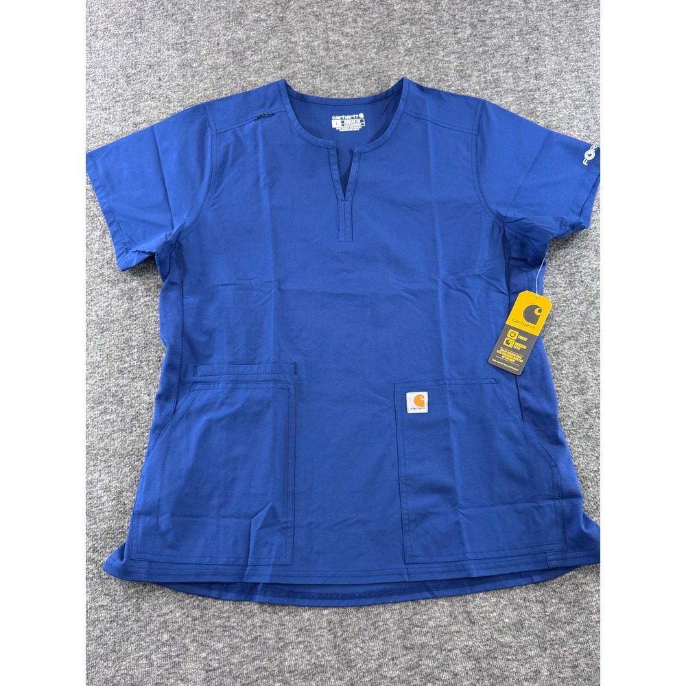 Carhartt Force Essentials Modern Fit Notch Neck Scrub Top Navy Blue L